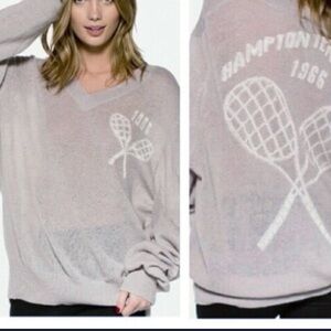 Wildfox White Label Sweatshirt 1966 Hampton Varsity Sweater Women L Gray NWT